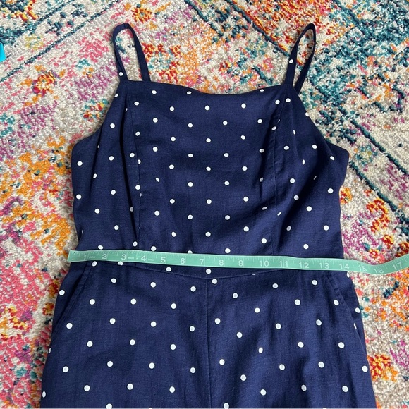 Old Navy Linen Navy polka dot jumpsuit Pockets‎ Smocked Back - Picture 11 of 15